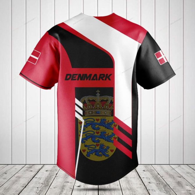 Custom Denmark Flag Baseball Jersey – Personalized Sportswear For Fans - Image 2