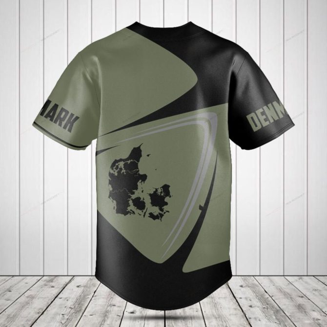 Custom Denmark Baseball Jersey - Personalized Name & Map Design - Stylish Fan Apparel - Image 2
