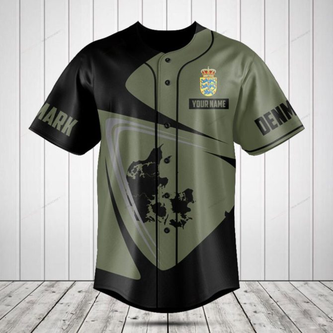 Custom Denmark Baseball Jersey - Personalized Name & Map Design - Stylish Fan Apparel