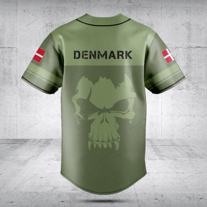 Customizable Olive Green Baseball Jersey – Personalized Text & Flag Design - Image 2