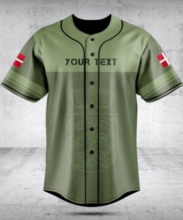 Customizable Olive Green Baseball Jersey – Personalized Text & Flag Design