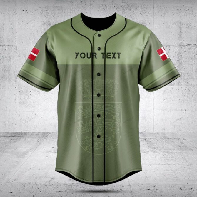Customizable Olive Green Baseball Jersey – Personalized Text & Flag Design