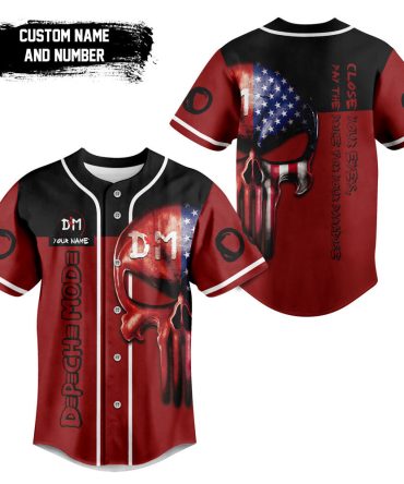 Custom Depeche Mode Baseball Jersey - Personalized Name & Number, Stylish Skull Design