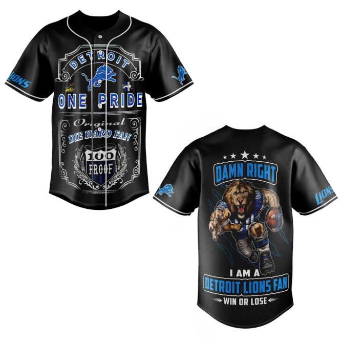 Detroit Lions Fan Jersey - Bold 'One Pride' Design For Die-Hard Supporters - Stand Out Game Day Gear!