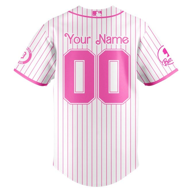 Custom Barbie Night Game Jersey - Personalized Pink Baseball Shirt, Tigers Edition - Image 3