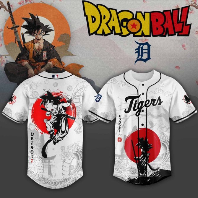 Dragon Ball X Detroit Tigers Baseball Jersey - Limited Edition Anime Fan Gear