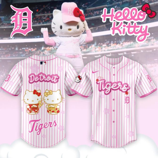Hello Kitty X Detroit Tigers Pink Jersey – Cute & Stylish Fan Gear!