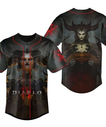 Epic Demon-Themed Baseball Jersey - Dark Fantasy Apparel For Gamers & Horror Fans