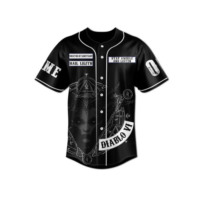 Custom Diablo Vi Baseball Jersey - Hail Lilith Design, Personalized Name & Number - Image 2