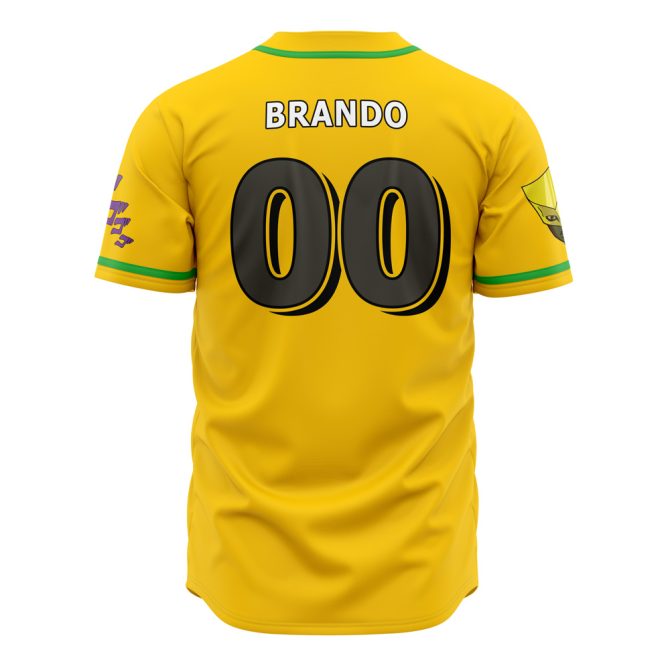 Anime-Inspired Yellow Baseball Jersey - Bold Dio Design - Stand Out In Style! - Image 2