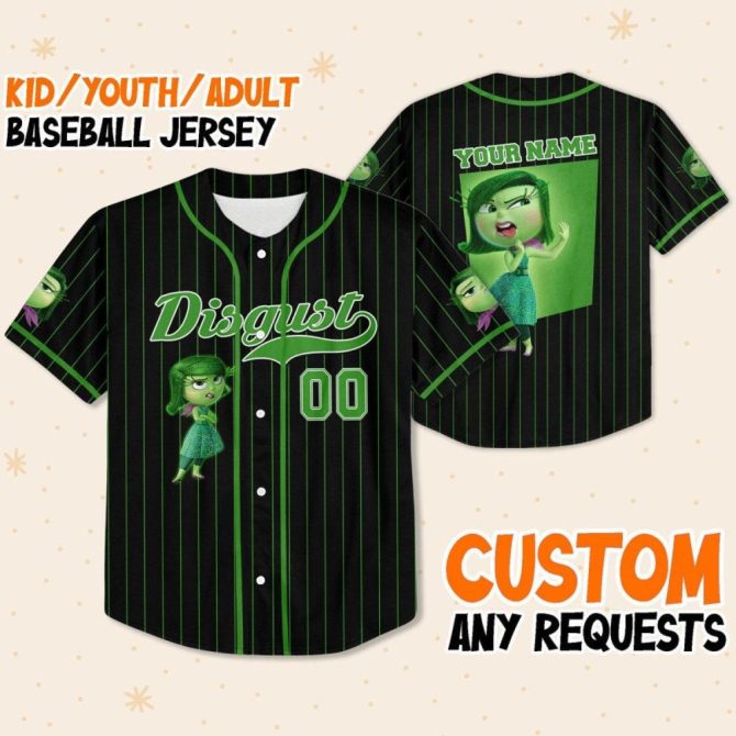 Customizable Inside Out Baseball Jersey For Kids, Youth & Adults – Unique Design, Add Your Name!
