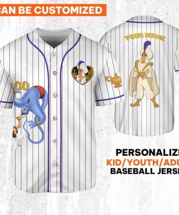 Customizable Genie-Themed Baseball Jersey For Kids/Youth/Adults – Add Your Name!