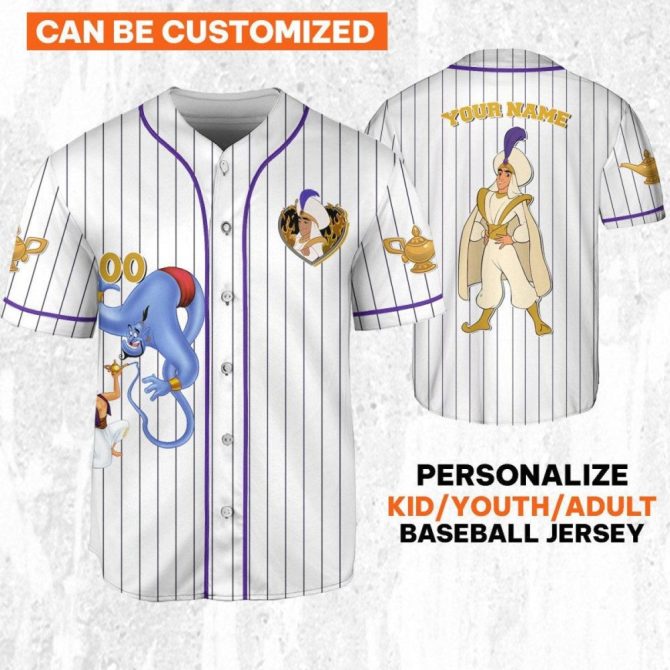 Customizable Genie-Themed Baseball Jersey For Kids/Youth/Adults – Add Your Name! - Image 2