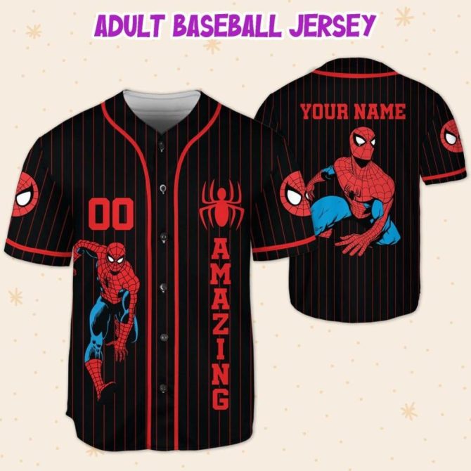 Custom Spider Hero Baseball Jersey - Personalized Kids/Youth/Adult Sizes – Amazing Gift! - Image 6