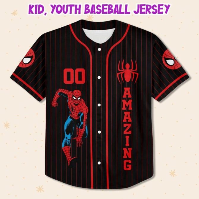 Custom Spider Hero Baseball Jersey - Personalized Kids/Youth/Adult Sizes – Amazing Gift! - Image 3