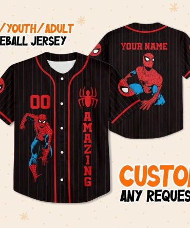 Custom Spider Hero Baseball Jersey - Personalized Kids/Youth/Adult Sizes – Amazing Gift!