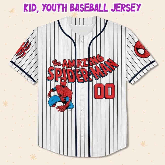 Custom Spider-Man Baseball Jersey For Kids/Youth/Adults - Add Your Name! - Image 3