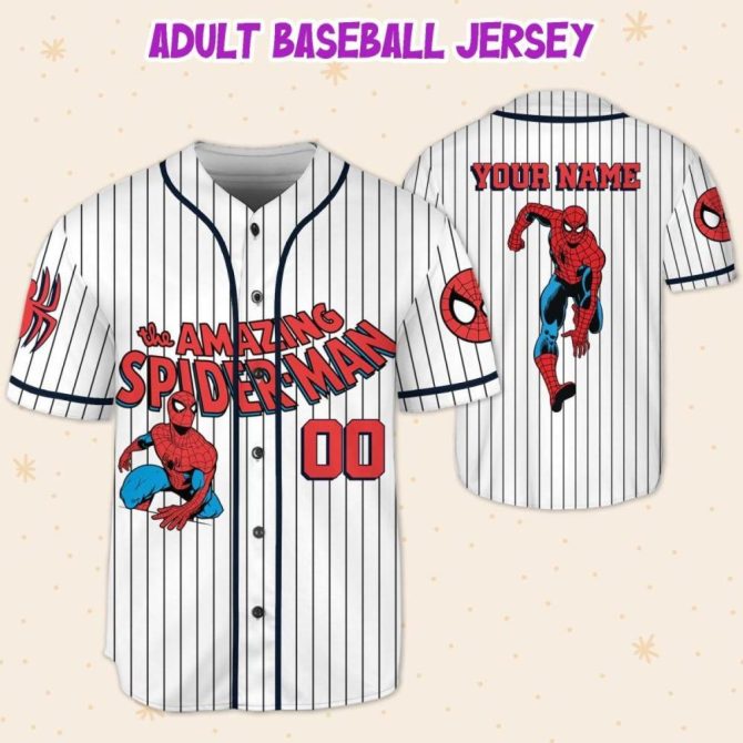 Custom Spider-Man Baseball Jersey For Kids/Youth/Adults - Add Your Name! - Image 6