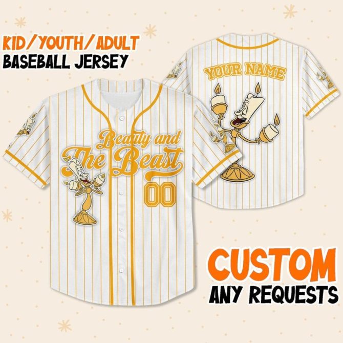 Custom Beauty And The Beast Baseball Jersey For Kids/Youth/Adults – Personalize Your Name!
