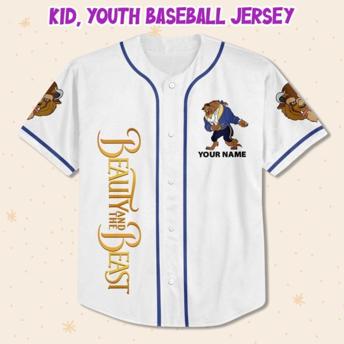 Custom Beauty And The Beast Baseball Jersey For Kids/Youth/Adults - Personalize Your Name - Image 3