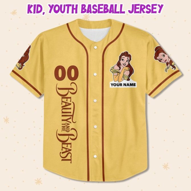 Custom Beauty & The Beast Baseball Jersey For Kids/Youth/Adults – Personalize Your Name! - Image 3
