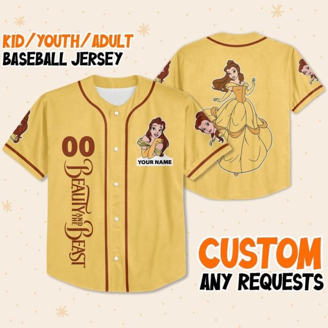 Custom Beauty & The Beast Baseball Jersey For Kids/Youth/Adults – Personalize Your Name!