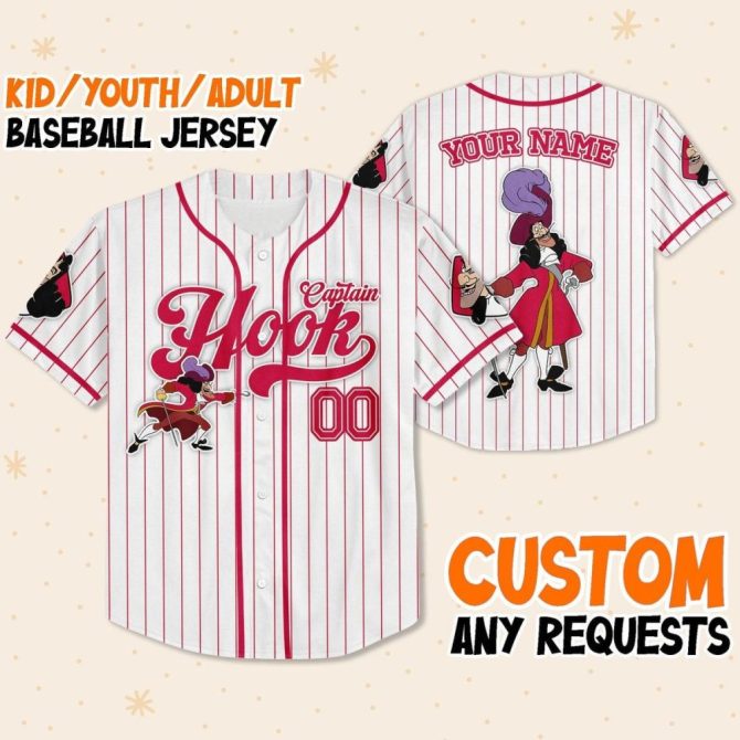Custom Captain Hook Baseball Jersey – Personalized For Kids/Youth/Adults - Image 2