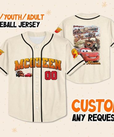 Customizable Mcqueen Baseball Jersey For Kids/Youth/Adults - Unique Design, Perfect Gift!
