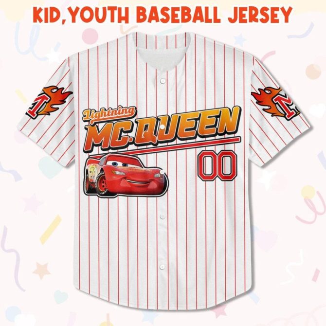 Custom Lightning Mcqueen Baseball Jersey - Kids, Youth & Adult Sizes - Personalize Your Name! - Image 3