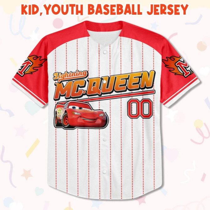 Custom Lightning Mcqueen Baseball Jersey - Personalized Name & Number For Kids, Youth, Adults - Image 3