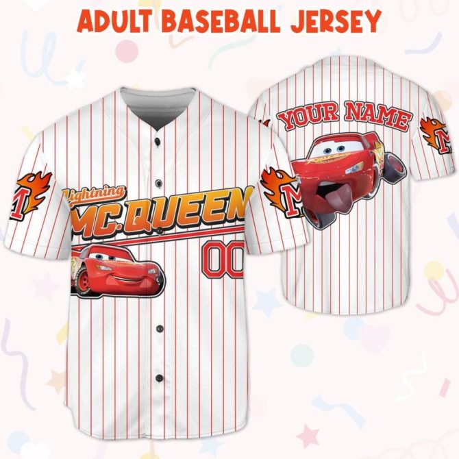 Custom Lightning Mcqueen Baseball Jersey - Kids, Youth & Adult Sizes - Personalize Your Name! - Image 6