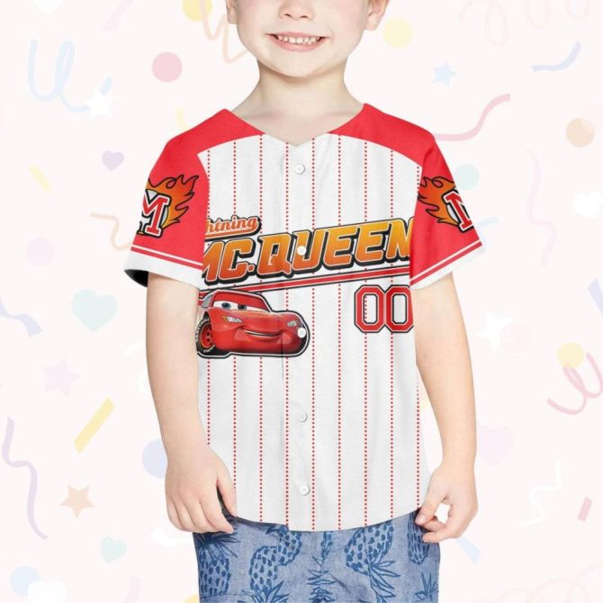 Custom Lightning Mcqueen Baseball Jersey - Personalized Name & Number For Kids, Youth, Adults - Image 5