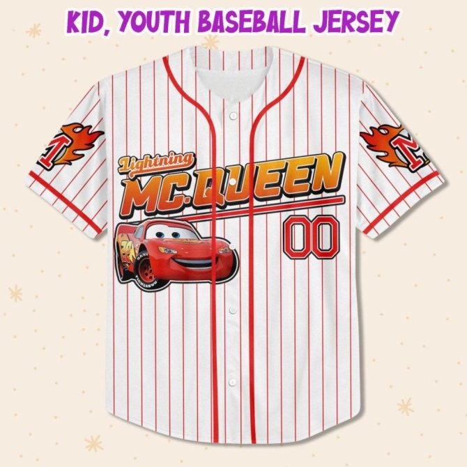 Custom Lightning Mcqueen Baseball Jersey – Kids/Youth/Adult Sizes Available! - Image 3