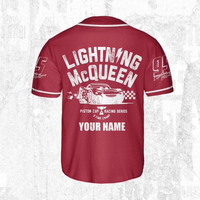 Custom Lightning Mcqueen Baseball Jersey - Kids/Youth/Adult - Personalize Your Name - Image 5