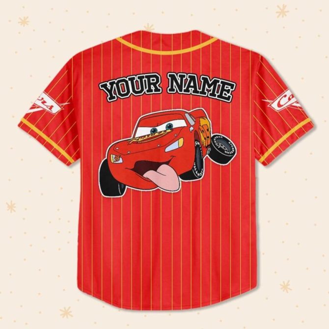 Custom Lightning Mcqueen Baseball Jersey - Kids/Youth/Adult - Personalized Name & Design - Image 4