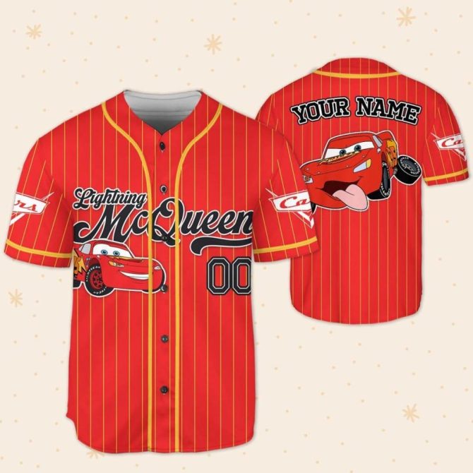 Custom Lightning Mcqueen Baseball Jersey - Kids/Youth/Adult - Personalized Name & Design - Image 6
