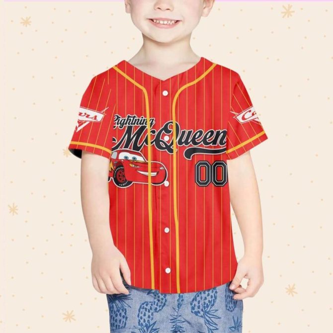 Custom Lightning Mcqueen Baseball Jersey - Kids/Youth/Adult - Personalized Name & Design - Image 5
