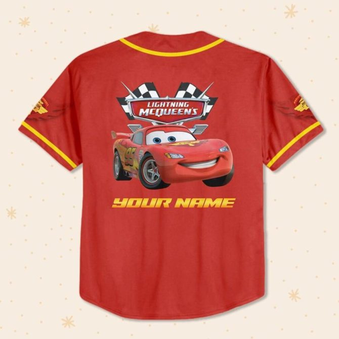 Custom Lightning Mcqueen Baseball Jersey For Kids/Youth/Adults – Personalized Gift - Image 4