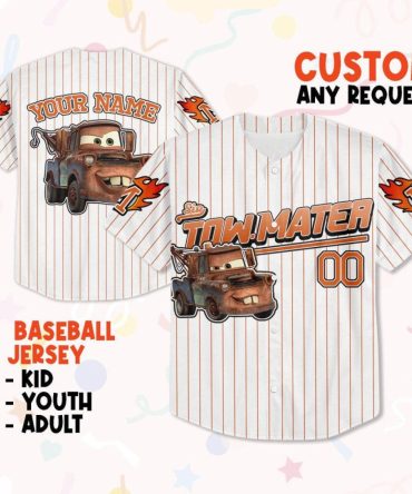 Custom Tow Mater Baseball Jersey – Kids, Youth & Adults – Personalize Your Name!