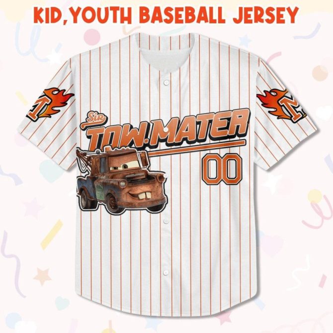 Custom Tow Mater Baseball Jersey – Kids, Youth & Adults – Personalize Your Name! - Image 3