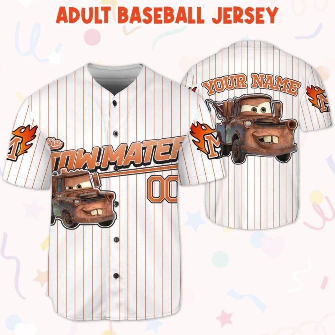 Custom Tow Mater Baseball Jersey – Kids, Youth & Adults – Personalize Your Name! - Image 6