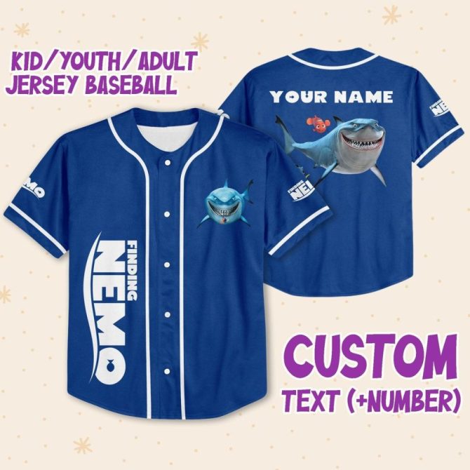 Custom Finding Nemo Baseball Jersey - Kids/Youth/Adult - Personalized Name & Number