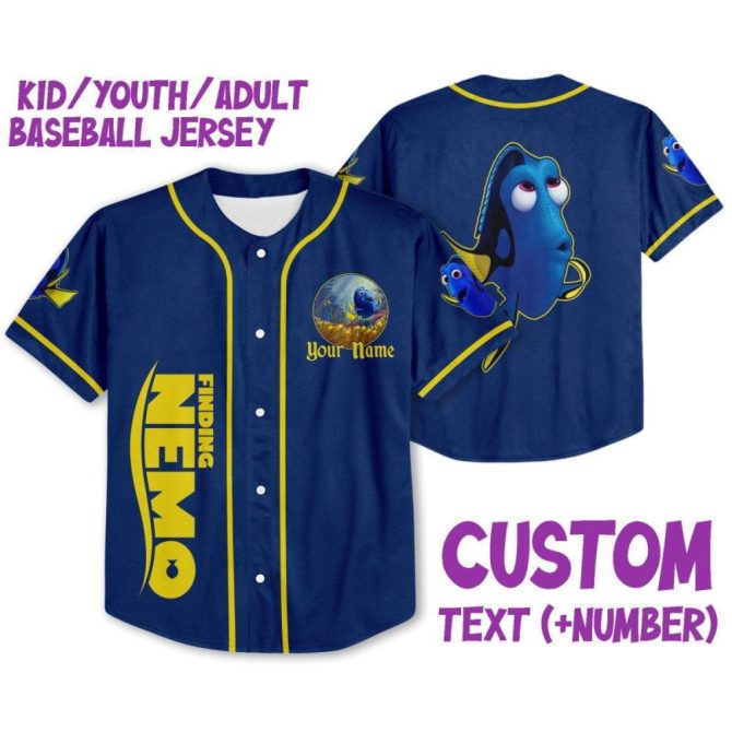 Custom Finding Dory Baseball Jersey For Kids/Youth/Adults - Personalized Name & Number - Image 2