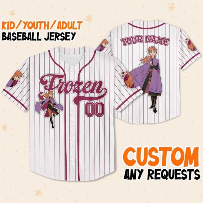 Custom Frozen Baseball Jersey For Kids/Youth/Adults - Add Your Name, Perfect Gift!