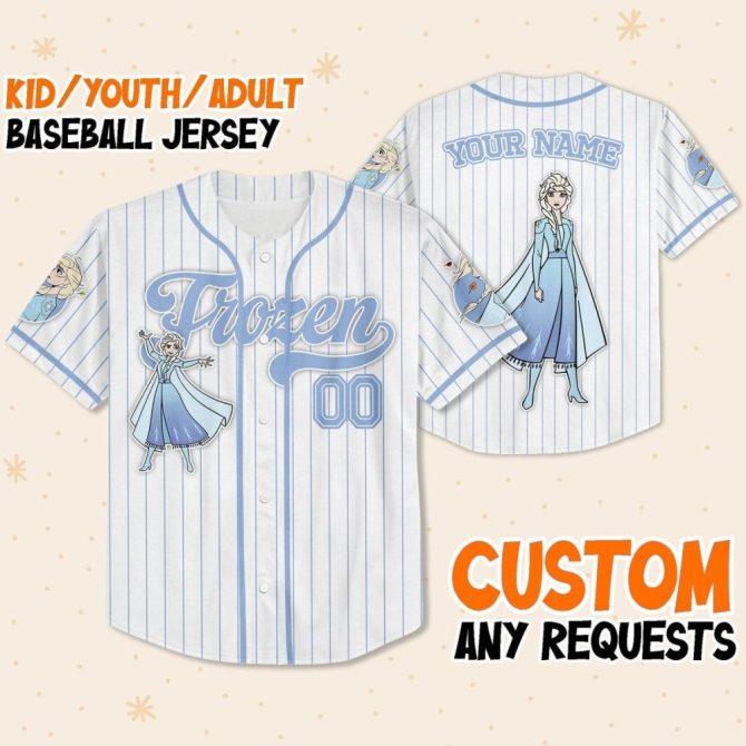 Custom Frozen Baseball Jersey For Kids/Youth/Adults - Personalize Your Name!