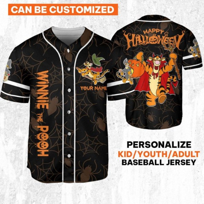 Custom Halloween Winnie The Pooh Baseball Jersey - Kids/Adults, Personalize Yours!
