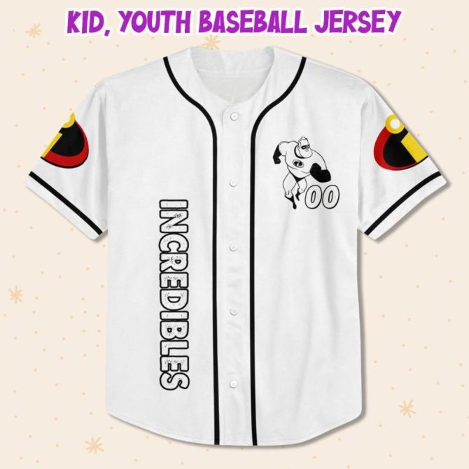 Customizable Incredibles Baseball Jersey For Kids/Youth/Adults - Add Your Name! - Image 3