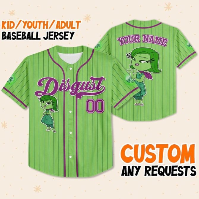 Custom Kids/Youth/Adult Baseball Jersey - Personalized Name - Fun Green Design - Image 2