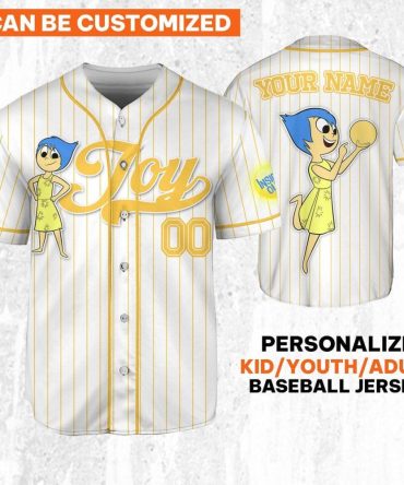 Customizable Inside Out Joy Baseball Jersey For Kids/Youth/Adults - Perfect Personalized Gift!