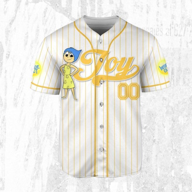 Customizable Inside Out Joy Baseball Jersey For Kids/Youth/Adults - Perfect Personalized Gift! - Image 4